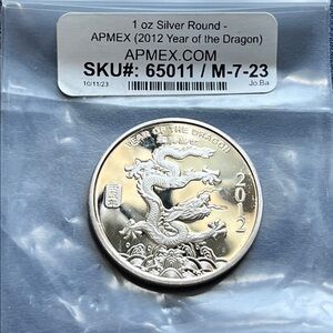 Year of the Dragon 2012 Silver Round – 1 Troy Oz, .999 Pure
